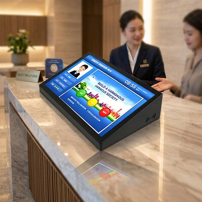 10.1 Inch Capacitive Touch Android All In One Customer Satisfaction Evaluation Terminal for Indoor Table Standing Service Rating Feedback