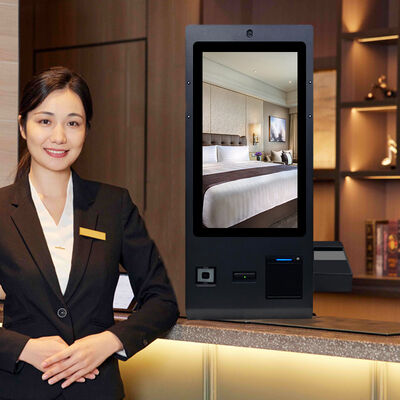24 Inch Desktop OCR Passport Reader Hotel Check In Kiosk with Facial Recognition Camera and 80mm Thermal Printer
