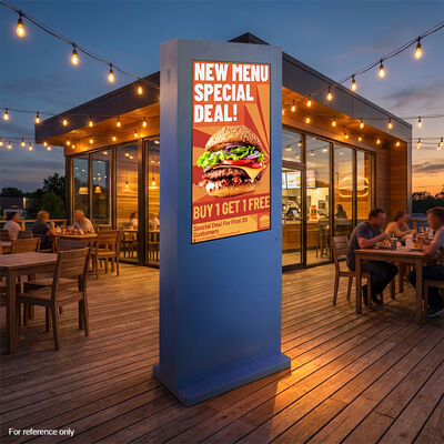 IP65 Waterproof 2000 Nits Brightness Outdoor Digital Signage with Intelligent Thermal Cooling for Freestanding Touch Kiosk Advertising Display