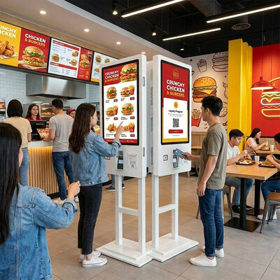32 Inch Dual Screen Self-Service Kiosk with PCAP Multi Touch and Adjustable Bracket POS System