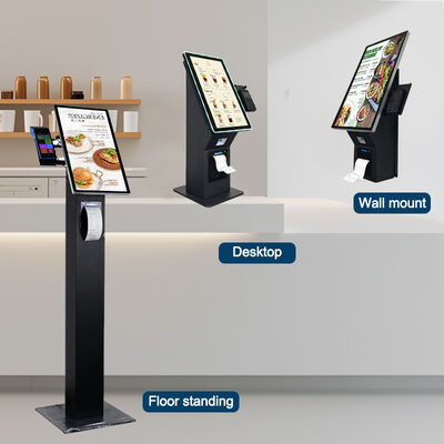 15.6 Inch Self Service Kiosk with RGB Edge Light and Built-in Receipt Printer for Food Ordering
