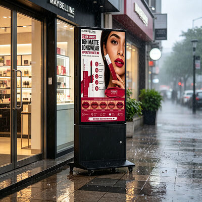 55 Inch IP66 Outdoor Advertising Display Dual Sided Battery Powered Digital Signage LCD Display