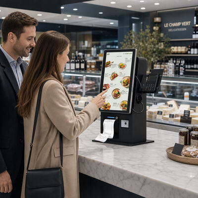 21.5 inch Self Service Kiosk with QR Scanner and Thermal Printer for Touch Screen Ordering