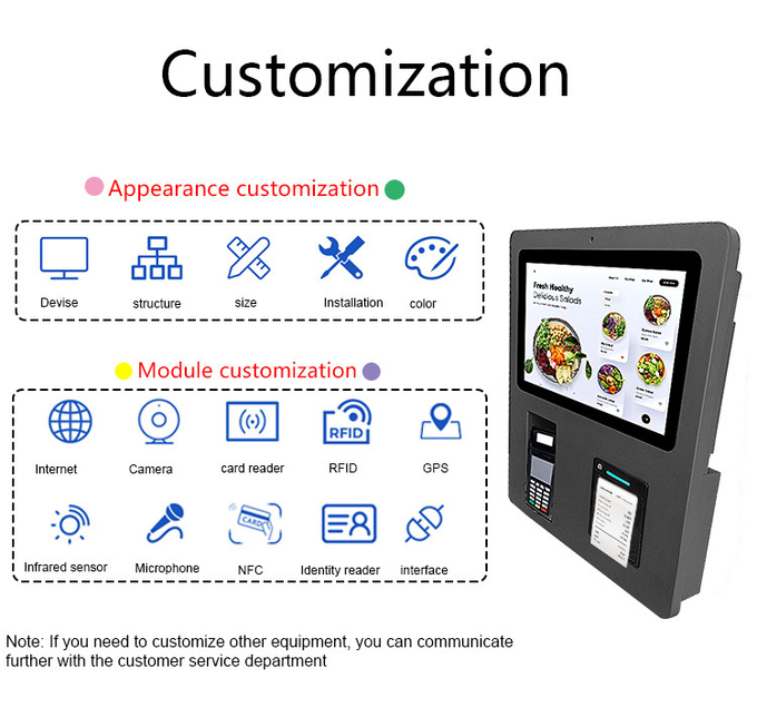 15.6 inch HD Capacitive Touch Screen Self Ordering Kiosk Manufacturer For Restaurant/Hotel 0