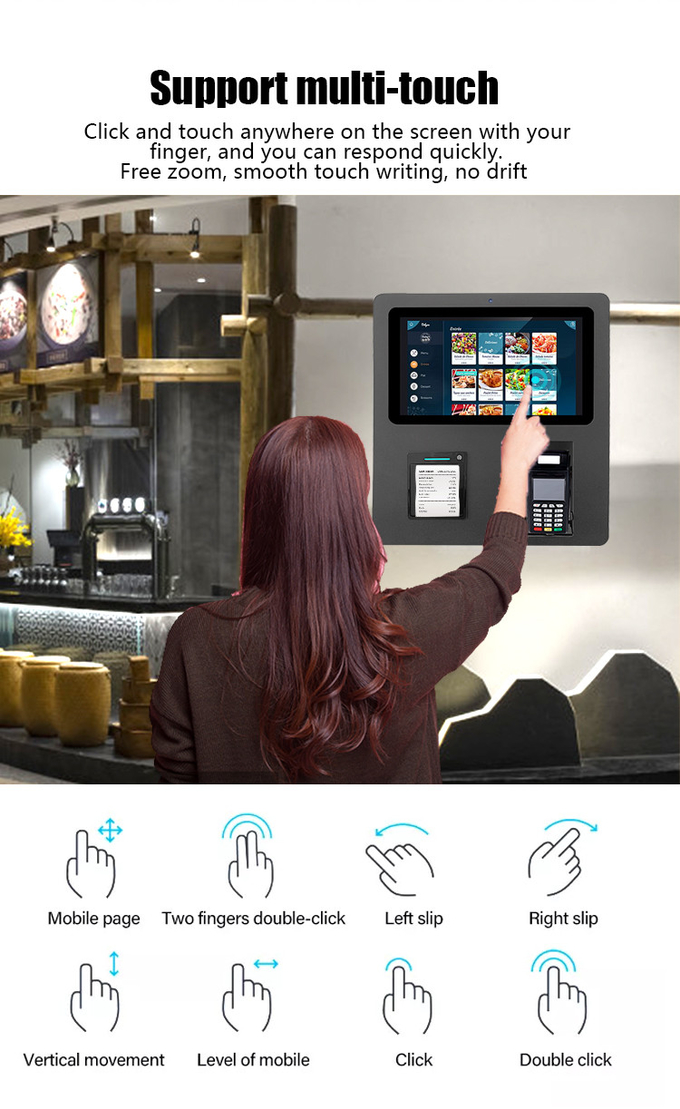 15.6 inch HD Capacitive Touch Screen Self Ordering Kiosk Manufacturer For Restaurant/Hotel 3