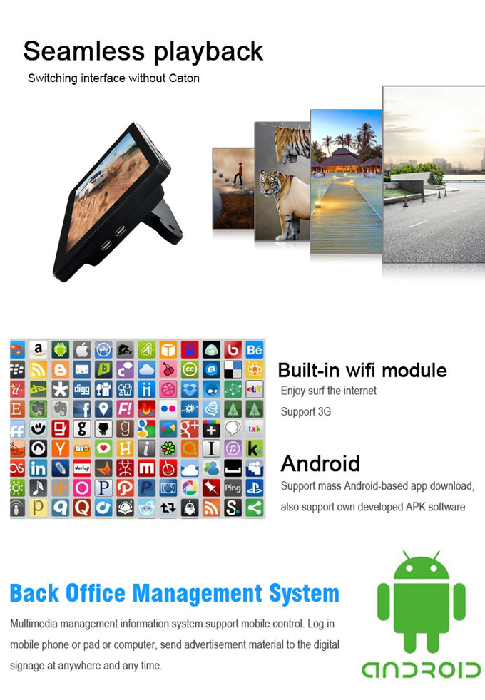 10.1 Inch 4G Wifi Taxi Monitor Display With Camera Body Sensor 3