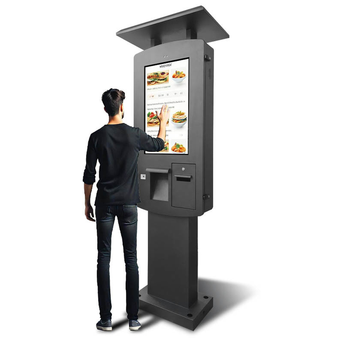 32" IP65 Waterproof Self Service Payment Kiosk Outdoor Terminal with POS Bracket and Printer 1