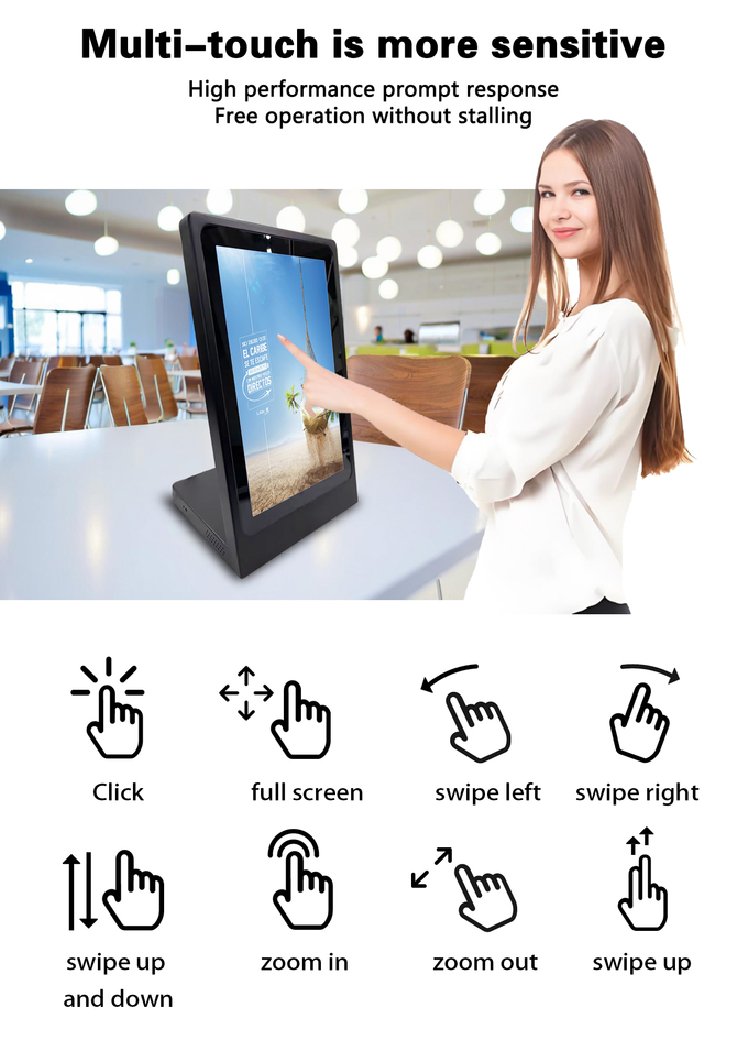 L Shape 10.1 Inch Super Slim LCD Touch Screen Kiosk Table Advertising Display For Retail 3