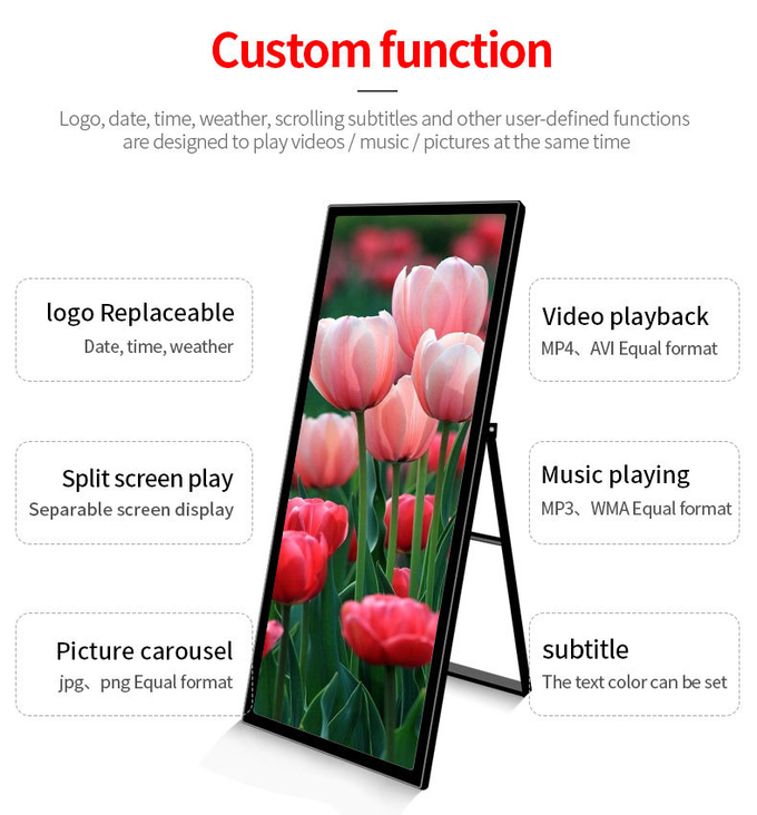 43Inch Portable LCD Digital Signage for Restaurant Retail LCD Poster Advertising Display 1