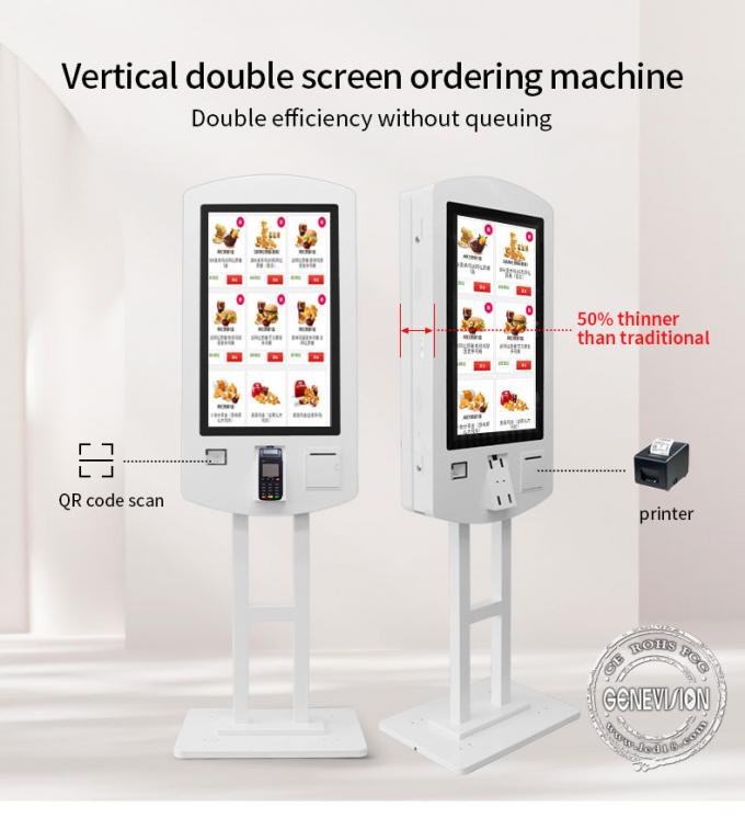 32 Inch Double Sided PC Win10 Self Service Kiosk For Restaurant